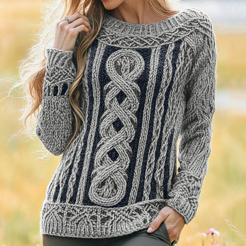 Women's Irish Vintage Celtic Knot Jacquard Sweater elevenforest