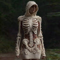 Women's Halloween Sequined Skull Pattern Comfortable Knit Hooded Mini Skirt elevenforest