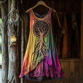 Vintage Life Of Tree Celtic Multicolour Tribal Art Comfy Tank Dress elevenforest
