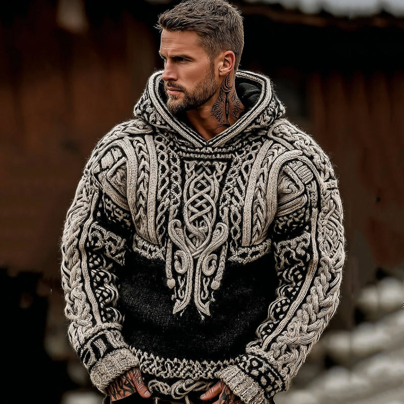 Men's Viking Geometry Celtic Knot Pattern Art Cozy Hooded elevenforest