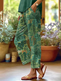 Comstylish Women's Forest Floral Parrot Print Casual Pants