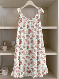 Vintage Cottagecore Floral Ruffle Trim Linen Dress elevenforest