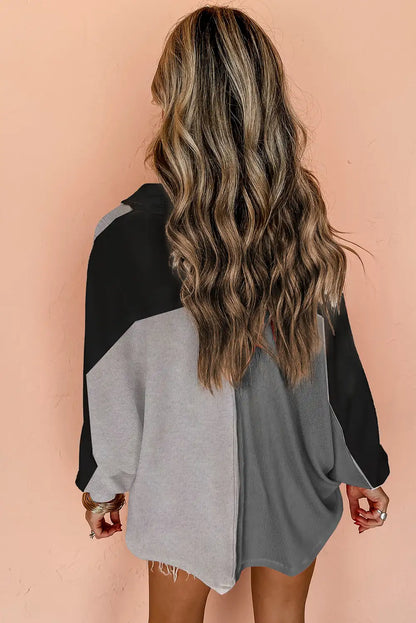 Gray Colorblock Oversized Sweatshirt