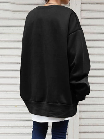 Loose Color Round-neck Sweatshirt Top