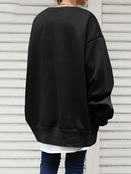 Loose Color Round-neck Sweatshirt Top