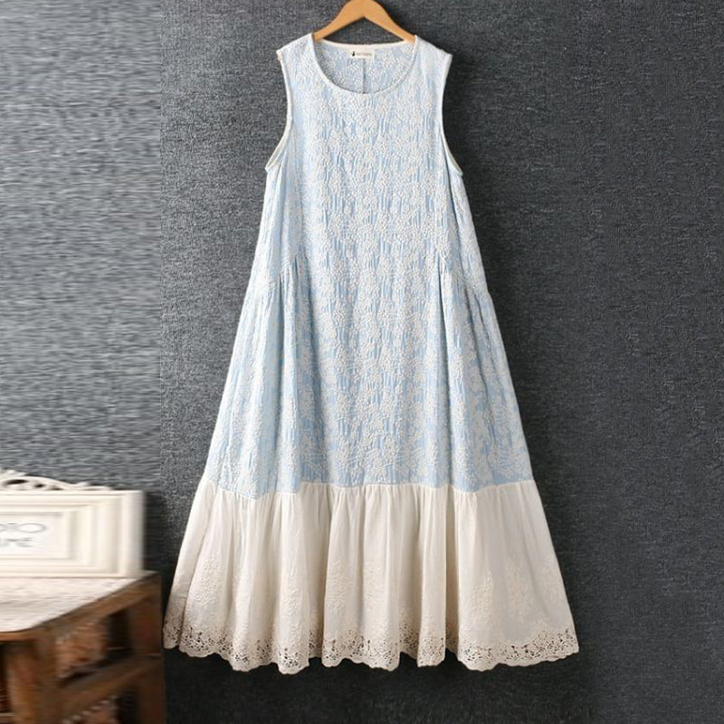 Women's Elegant And Comfortable Embroidered Linen Dress elevenforest