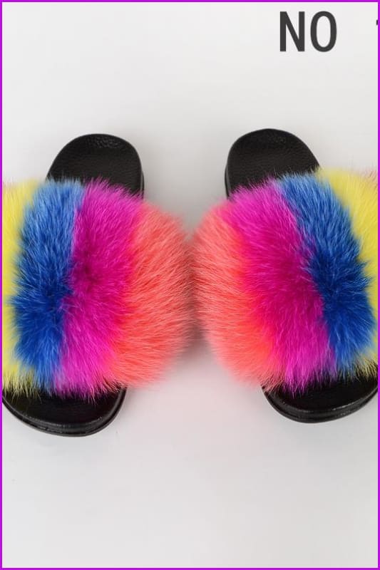 {5-7 Days Wait for Make} New Color Fox Fur Slides F639