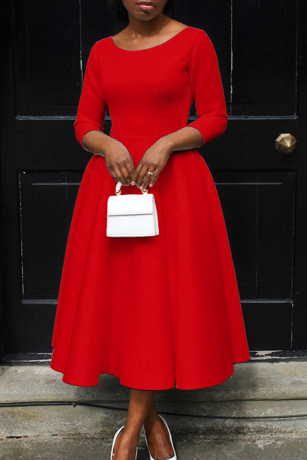 Color Large Swing Skirt Temperament Evening Dress