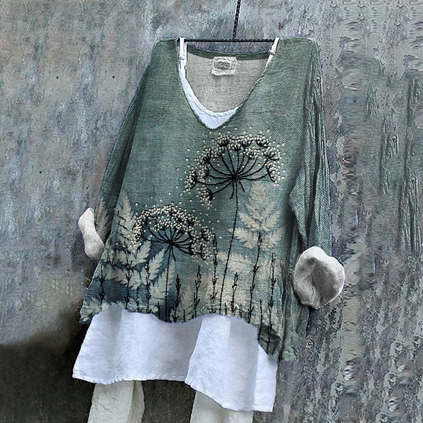 Retro Floral Embroidered Art Linen Blend Tunic elevenforest