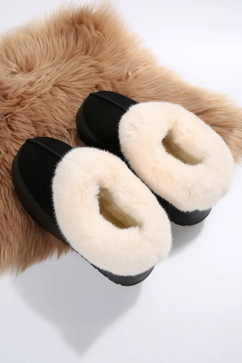 Cozy Black Plush Suede Snow Boots