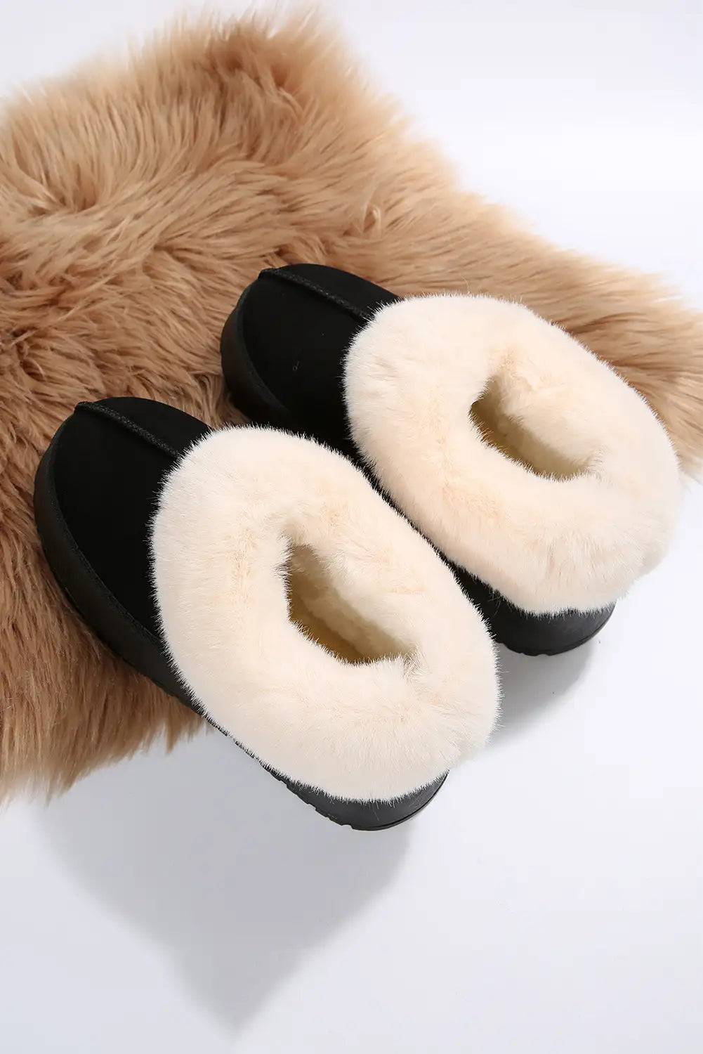 Cozy Black Plush Suede Snow Boots