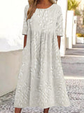 Vintage Leaves Embroidered Linen Blend Maxi Dress elevenforest