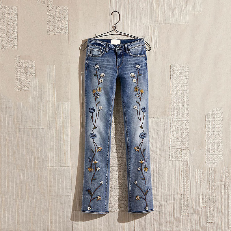 Vintage Floral Embroidery Art Design Jeans elevenforest