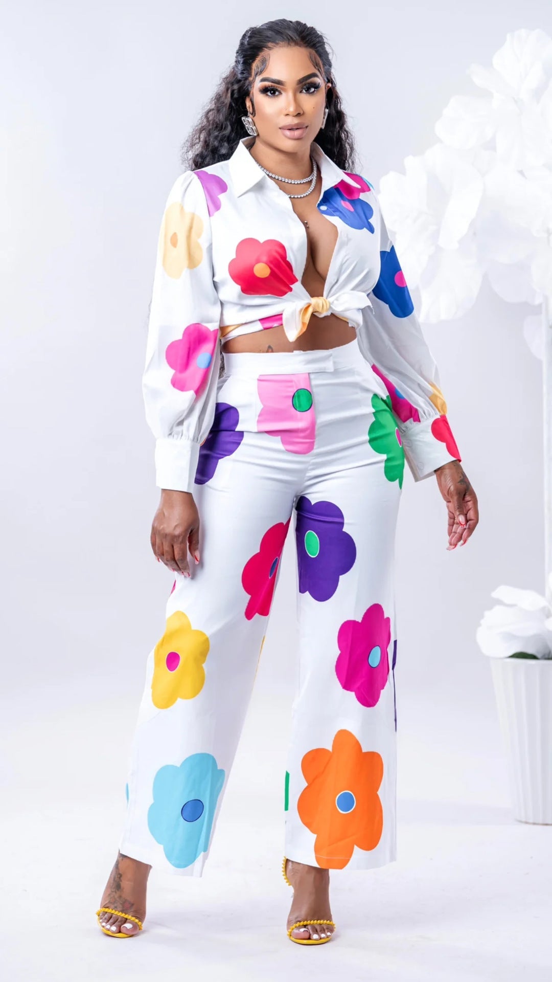 ’s Blouse Pants Two Piece Set – Digital Printed