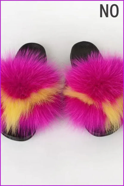 {5-7 Days Wait for Make} New Color Fox Fur Slides F639