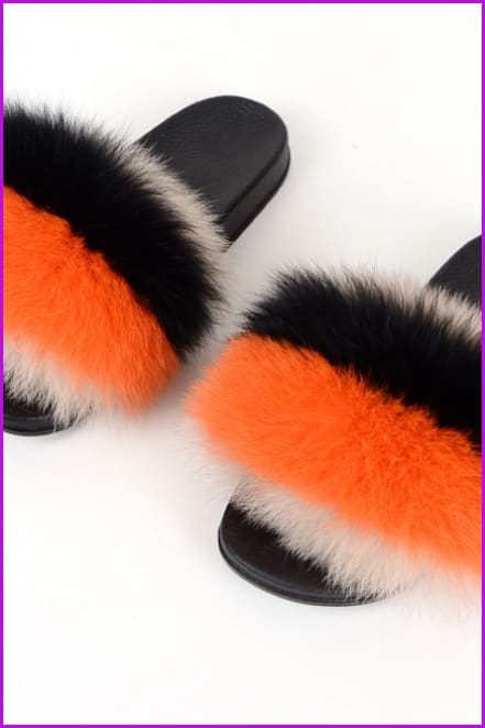 Colorful #m Fox Full-pelt Fur Sliders Df003