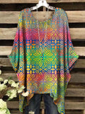Women's colorful abstract floral print casual top