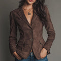 Comstylish Vintage Premium Lapel Waisted Suede Blazer