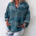 Comstylish Vintage Geometry Japanese Art Linen Blend Tunic