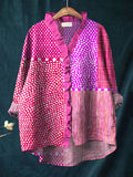 Polka Dot & Striped Print Linen Blend Shirt elevenforest