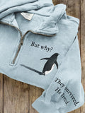 Comstylish Nihilism Penguin They Survived He Lived Zip Up Sweatshirt