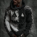 Men's Halloween Pumpkin Face Contrast Stitched Cozy Knit Hooded Sweater elevenforest