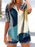 Women's Floral Pattern Art Print Cotton Linen Casual Shirt