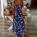 Comstylish Women's Independence Day Flag Print Suspender Dress