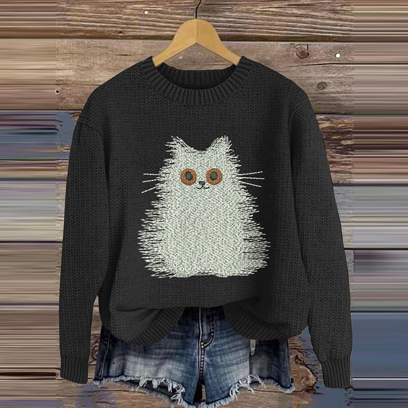 Fashionable Wool Cat Knitted Sweater elevenforest