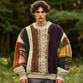 Vintage Classic Color Block Chunky Cable Cozy Sweater elevenforest