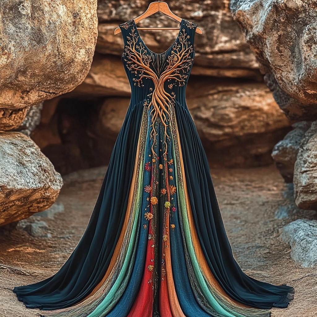 Women's Vintage Viking Color Tree Of Life Art Dress elevenforest