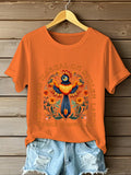Women's We Walk On Native Land Print Cat Short Sleeve T-shirt elevenforest