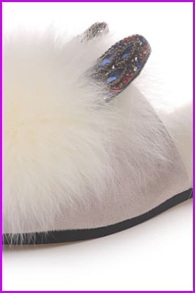 Fox Fur and Rabbit Fur Slides Df043