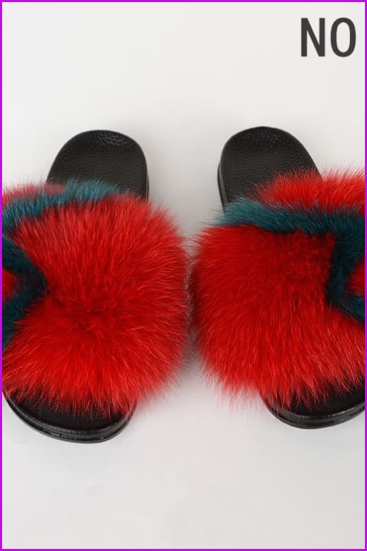 {5-7 Days Wait for Make} New Color Fox Fur Slides F639
