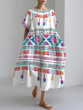 Bohemian Holiday Style  Linen Blend Dress elevenforest