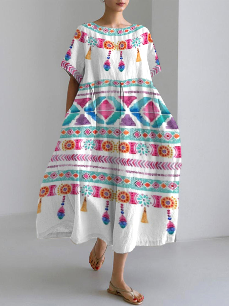 Bohemian Holiday Style  Linen Blend Dress elevenforest