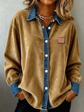 Women'S Casual Lapel Contrast Color Stitching Shirt 
