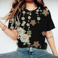 Vintage Japanese Art Plum Blossom Round Neck T-Shirt elevenforest