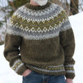 Vintage Knitted Jacquard Iceland Cozy Crew Neck Sweater elevenforest