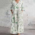 Vintage Flowers Pattern Women's Linen Dress elevenforest