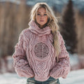 Women's Vintage Viking Rune Knit Jacquard Warm Hooded Sweater elevenforest