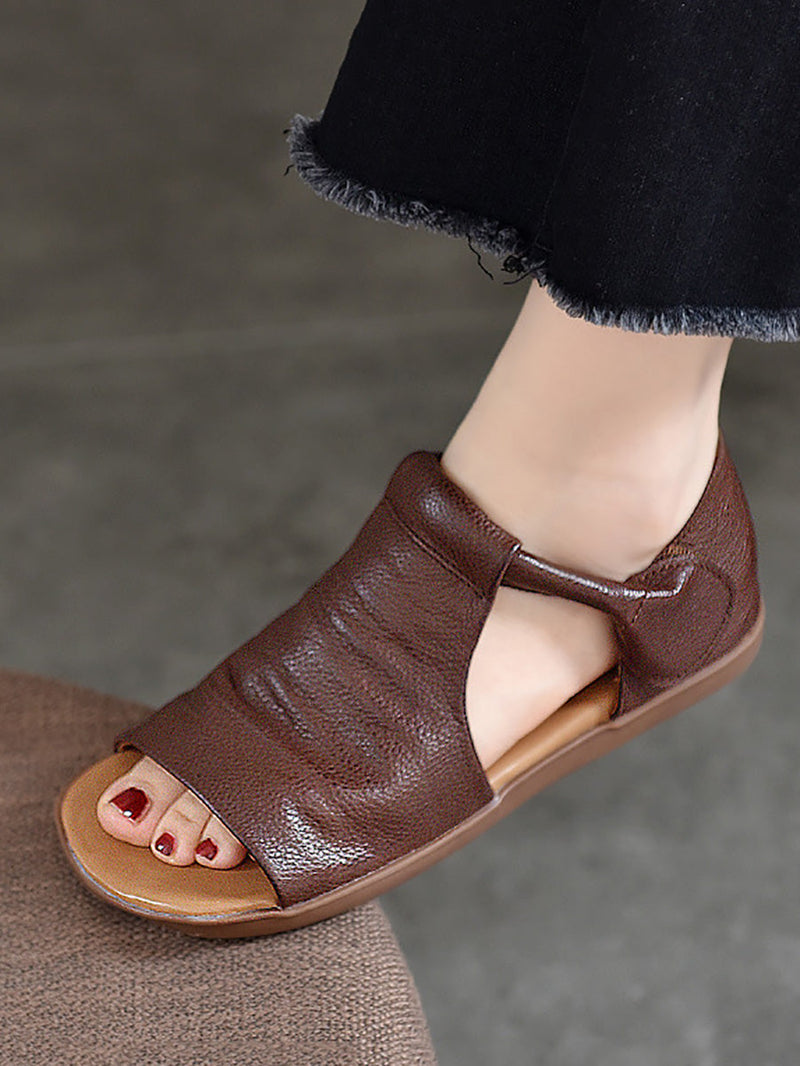 Summer Soft Leather Flat Sandals Cc003