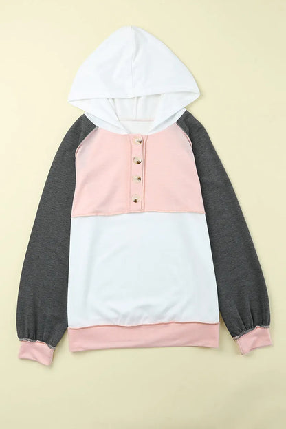 Color Block Contrast Mandarin Collar Hoodies
