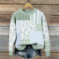 Vintage Floral Patchwork Pattern Women's Casual Sweater elevenforest