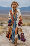 Women's Colorful Rainbow Patchwork Pattern Print Cardigan