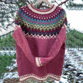 Unisex Vintage Icelandic Rose Red Knit Jacquard Warmth Crew Neck Sweater elevenforest