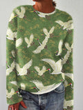 Cranes & Pine Trees Japanese Traditional Pattern Cozy Knit Sweater elevenforest