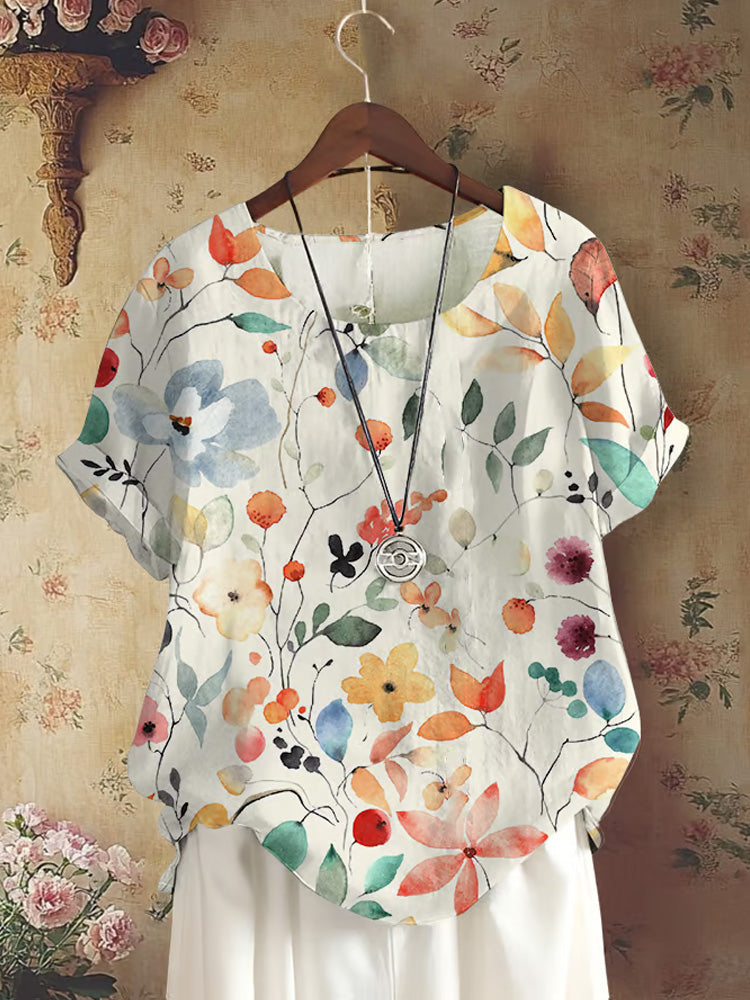 Women's Vintage Floral Print Button-down Casual Shirt elevenforest