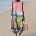 Women's Vintage Floral Print Design Midi Tank Dress elevenforest