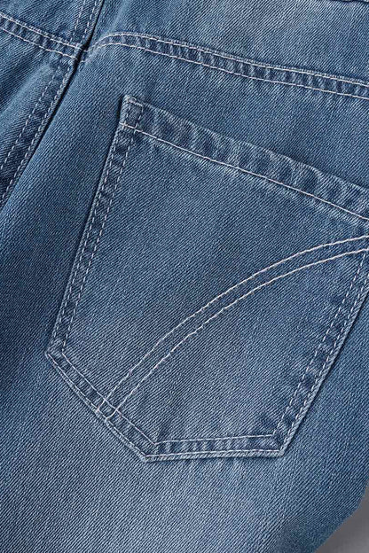 Street Ripped Buckle Low Waist Loose Denim Jeans(4 Colors)